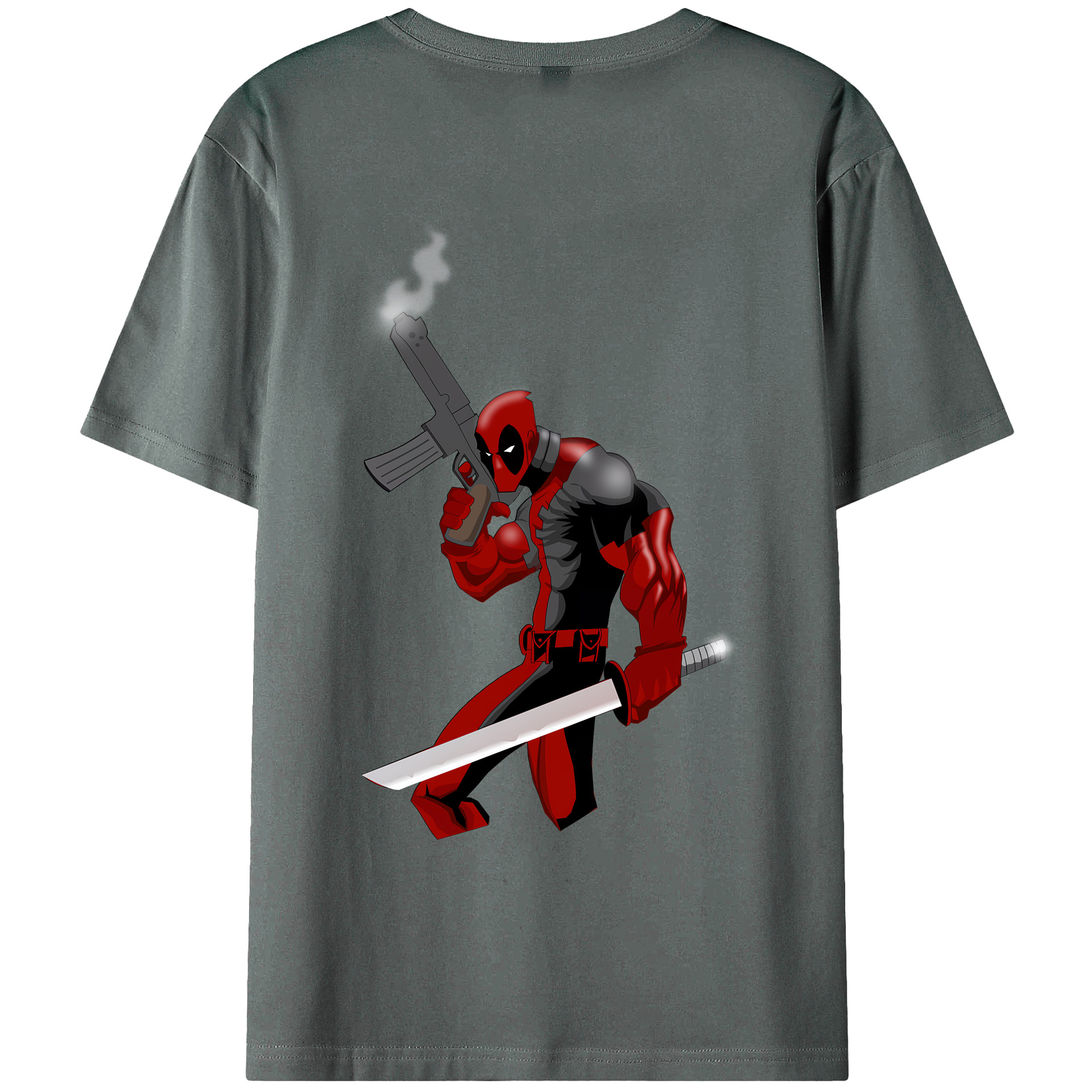 （画像用） Deadpool デッドプール 綿100％ メンズ半袖Tシャツ（バックプリント） 通気性